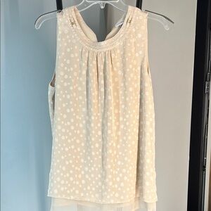 Roz & Ali Cream Polka Dot Sleeveless Layered Chiffon Top